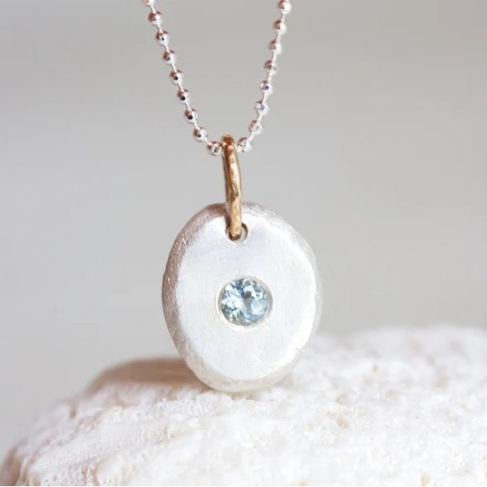 NWOT Sterling Silver Aquamarine Artisan Made Necklace
